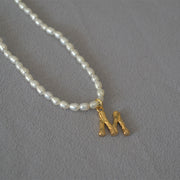 Rice Pearl Fashion Simple Letter Pendant Necklace – Jewelry Gift Ideas — 2