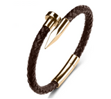 Men Genuine Leather Bullet Nail Bracelet – Jewelry Gift Ideas — 4