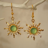 Cold Gold And Light Green Acrylic Sun Earrings – Meaningful Gifts — 1