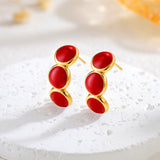 Stainless Steel Cast Round Colored Glaze Dripping Stud – Stylish Gifts — 5