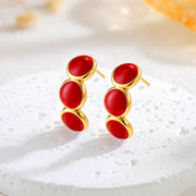 Stainless Steel Cast Round Colored Glaze Dripping Stud – Stylish Gifts — 5