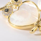 Natural Pearl Copper Zircon Owl Brooch – Jewelry Gift Ideas — 5