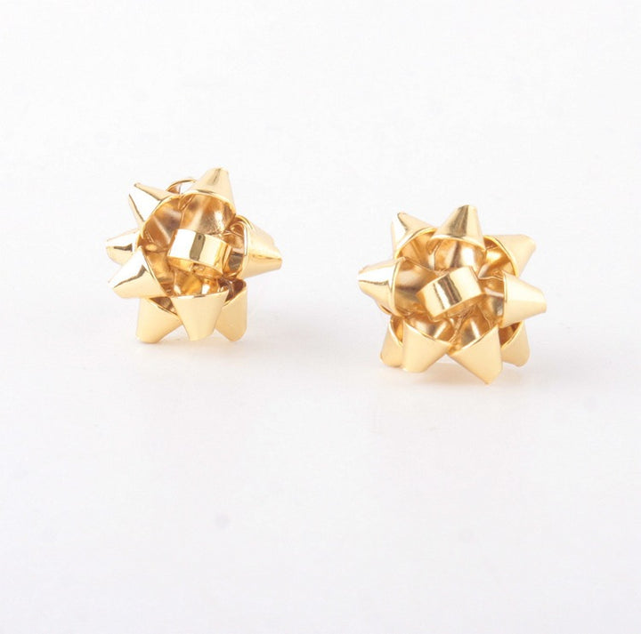 Christmas Simple Metal Flower Bow Creative Earrings – Small Gift Ideas — 1