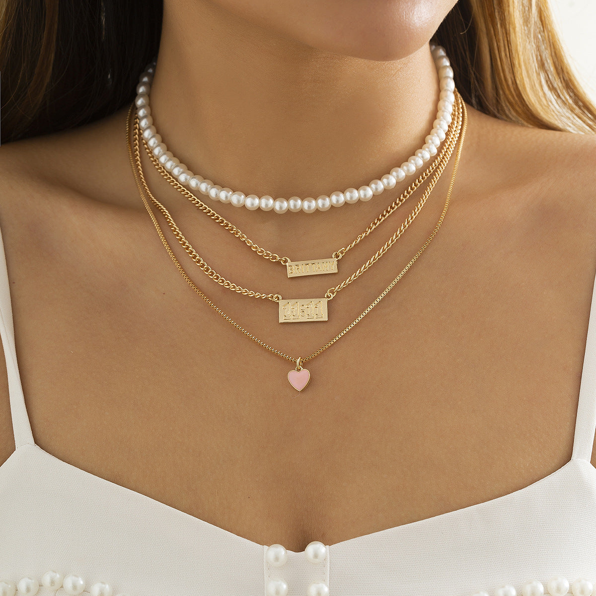 Vintage Stacked Letter Tag Heart Necklace – Jewelry Gift Ideas — 1