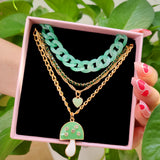 Mushroom Cross Pendant Multilayer Necklace – Jewelry Gift Ideas — 3
