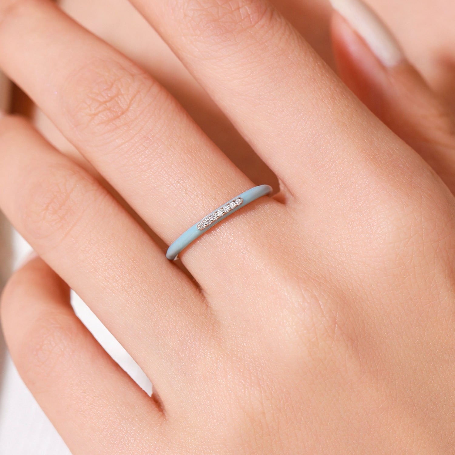S925 Sterling Silver Blue Enamel Ring – Surprise Gifts — 1