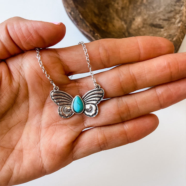 Retro Creative Butterfly Turquoise Pendant – Jewelry Gift Ideas — 1