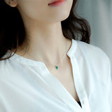 Small Epoxy Green Leaf Clavicle Necklace – Jewelry Gift Ideas — 4