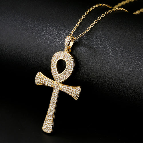 Anka Cross Pendant Copper Plated Real Gold Zircon – Jewelry Gift Ideas — 2