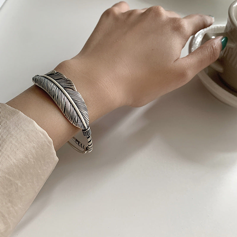 Feather Bracelet Hip Hop 925 Sterling Silver – Jewelry Gift Ideas — 1