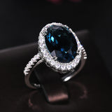 Elegant Ladies Egg Shape Peacock Blue Zircon Ring – Gift Ideas — 5