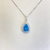 Ocean Blue Sapphire Water Drop Moissanite Pendant – Jewelry Gift Ideas — 1