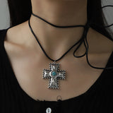 Personalized Turquoise Wax Rope Necklace Embossed – Jewelry Gift Ideas — 4