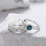 Couple's Sterling Silver Pair Versatile Glass Ring – Gifts for Couples — 4