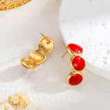 Stainless Steel Cast Round Colored Glaze Dripping Stud – Stylish Gifts — 2