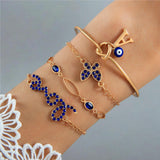 4pcs Blue Flower Love Butterfly Bracelet Set – Jewelry Gift Ideas — 4