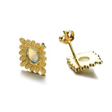Vintage Natural Opal Earrings 925 Silver – Birthday Gifts — 3