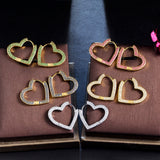 Zircon Inset Love Earrings Geometric Heart Brass Gold – Stylish Gifts — 1