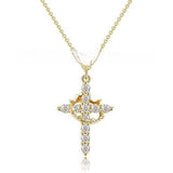 Cross Crown Zircon Clavicle Chain Necklace – Jewelry Gift Ideas — 6