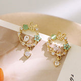 Flower Leaf Transfer Beads Zircon Ear Ring – Special Occasion Gifts — 5