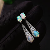 Women's Inlaid Natural Opal Silver Stud Earrings – Gifts for Her — 3