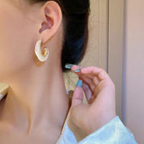 Geometric U-shaped Pearl Earrings For Women New – Gifts for Her — 2
