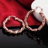 Stylish Round Twist Ring Electroplating Gold Earrings – Everyday Gifts — 3
