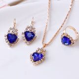 Water drop rhinestone necklace earrings ring set – Jewelry Gift Ideas — 6