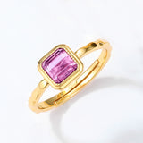 Women's Square Natural Amethyst Ring – Gifts for Her — 4