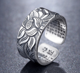 Thai Silver Black Lotus Heart Sutra Ring – Surprise Gifts — 4