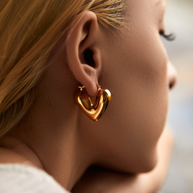 Heart Metal Texture Frosty Style Earrings – Stylish Gifts — 1