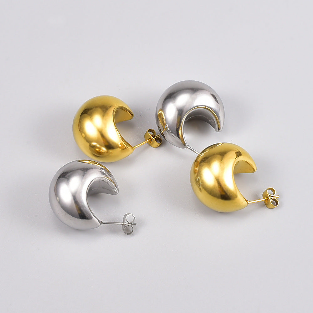 Hollow Earrings Chubby Round Tuo Tuo Titanium Steel – Stylish Gifts — 1