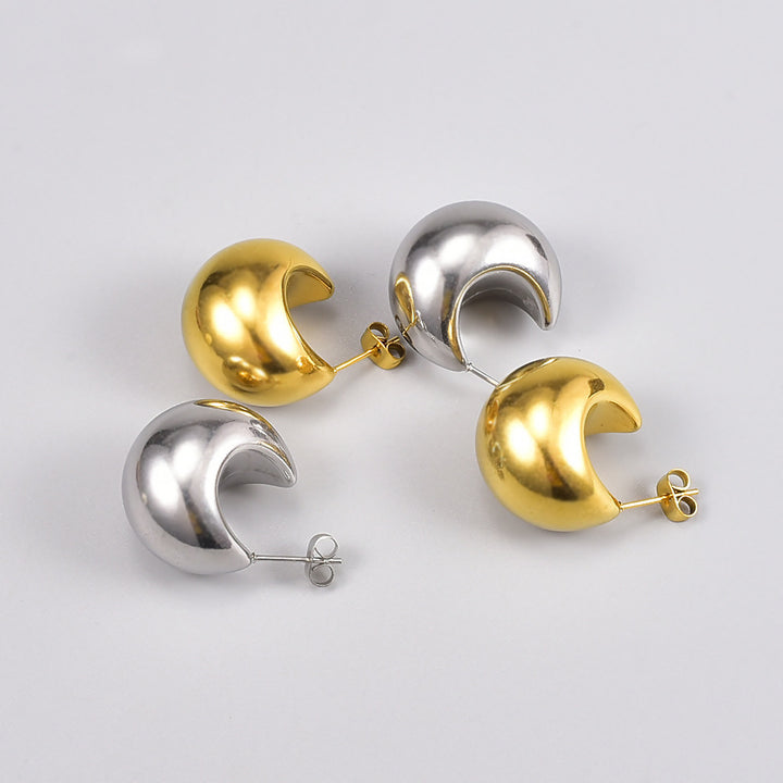 Hollow Earrings Chubby Round Tuo Tuo Titanium Steel – Stylish Gifts — 1