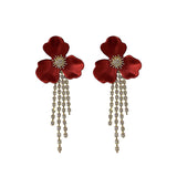 Women's Fashion Ethnic Red Tassel Silver Stud Earrings – Stylish Gifts — 3