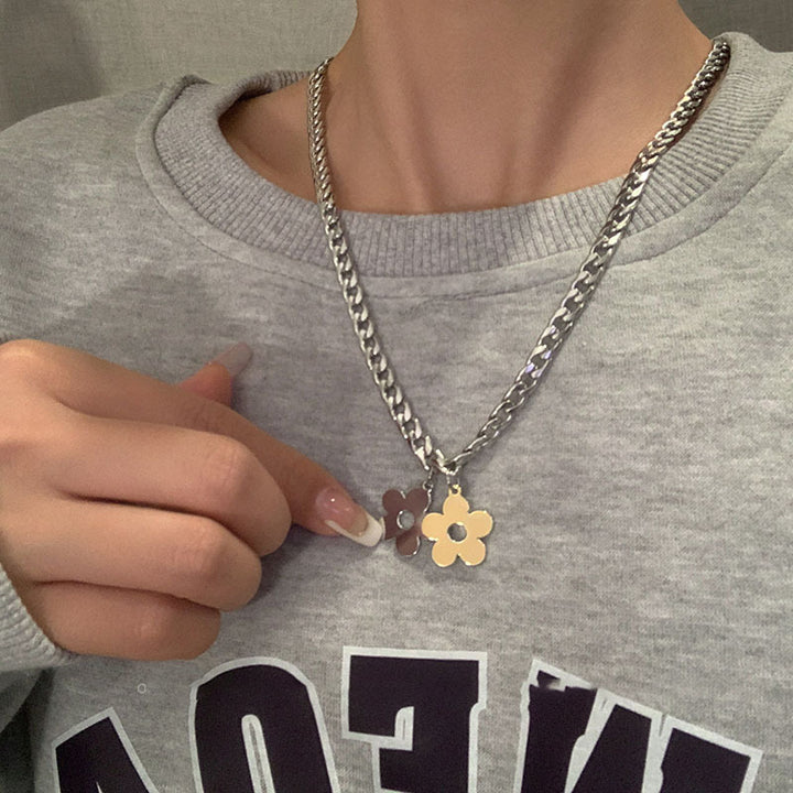 Titanium Steel Gold Silver Flower Necklace – Jewelry Gift Ideas — 1