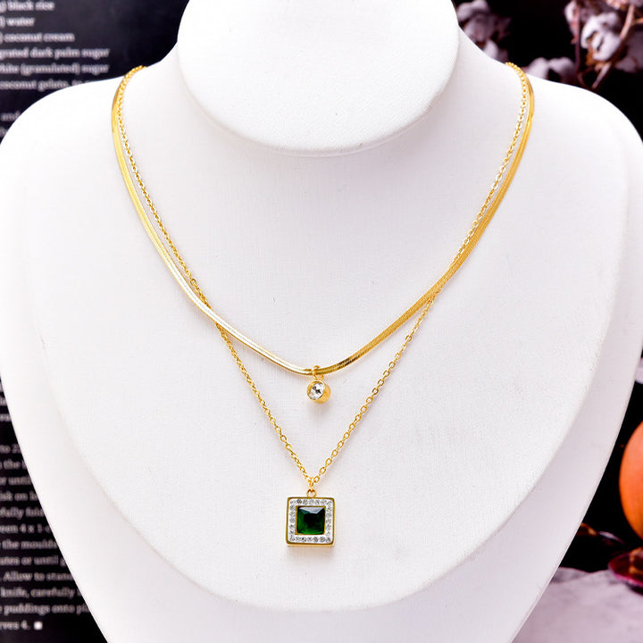 Women's Fashion Double Layer Zirconia Pendant – Jewelry Gift Ideas — 1
