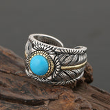 Personality Fashion Turquoise Feather Ring Men – Stylish Gifts — 2