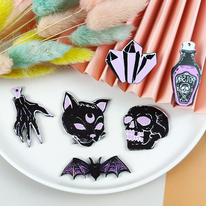 Ghost Bat Skull Poison Bottle Handmade Earrings – Stylish Gifts — 1
