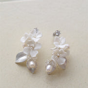 Porcelain Hair Comb Earring Set White Flowers – Jewelry Gift Ideas — 6
