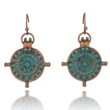 Vintage Roulette Shaped Carved Pendant Earrings – Jewelry Gift Ideas — 4
