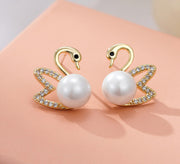 S925 silver freshwater pearl swan earrings – Surprise Gifts — 6