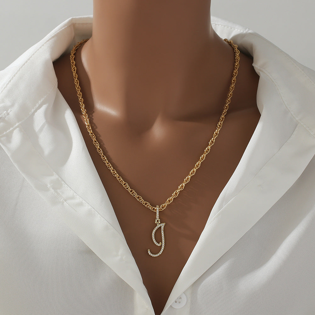 26 Letter Necklace Inset Zircon 18k Gold Necklace – Jewelry Gift Ideas — 1