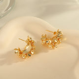 Golden Flowers C- Shaped Earrings New Retro Temperament – Useful Gifts — 4