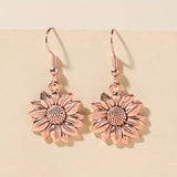 Simple Metal Ear Hook Sunflower Flower Earrings – Birthday Gifts — 10