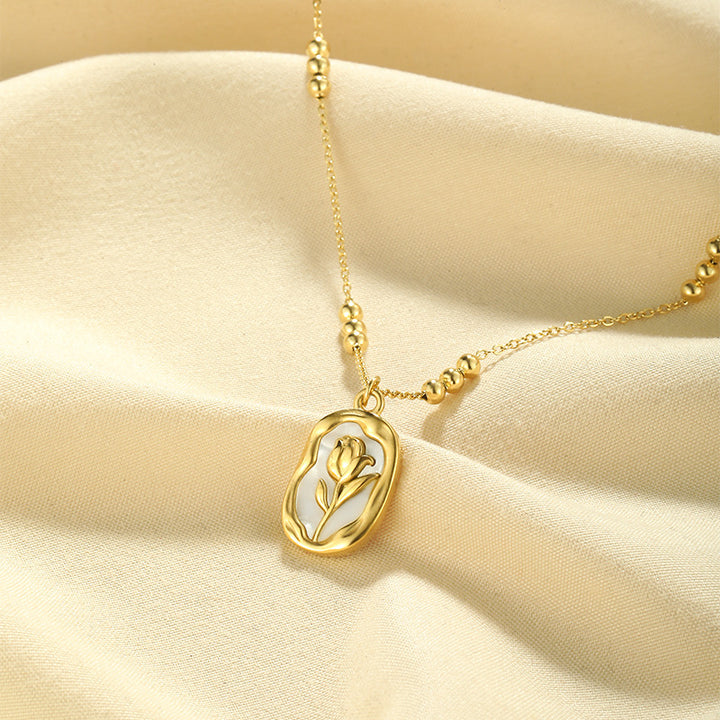 Simple Rose White Shell Pendant Necklace – Jewelry Gift Ideas — 1
