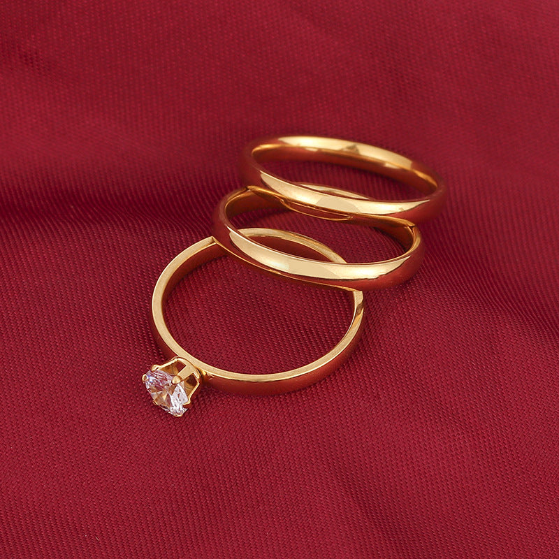 Stainless Steel Diamond Coupler Rings Three Piece – Small Gift Ideas — 1