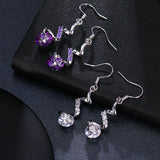 Purple Zircon Spiral Ear Hook Earrings – Small Gift Ideas — 3