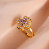 Women's Fashion Rotatable Purple Diamond Ring – Stylish Gifts — 3