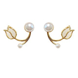 Sterling Silver Needle Tulip Stud Earrings For Women – Gifts for Her — 7