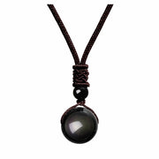 Natural Obsidian Pendant Amethyst Necklace – Jewelry Gift Ideas — 4